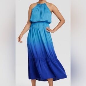 Knox Rose Blue Ombré Maxi Dress XXL Like New Coastal Boho